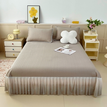 91家纺网 家纺一手货源 找家纺 （总）情煊 2025新款a类凉感冰豆豆床裙冰豆豆凉席床盖