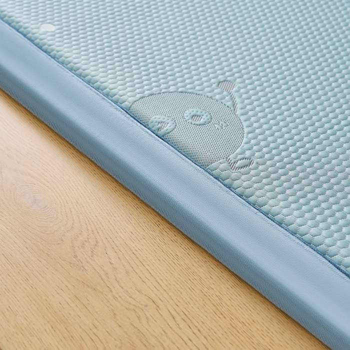 91家纺网 家纺一手货源 找家纺 锦丝钰床垫 2025新款真凉感冰豆豆天鹅系列地垫 冰豆豆-笑脸蓝