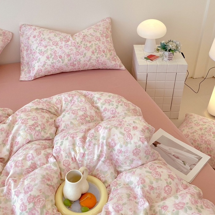 91家纺网 家纺一手货源 找家纺 于果 2025新款全棉双层纱四件套第四批 欧若拉