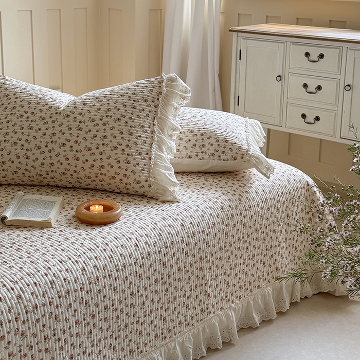 91家纺网 家纺一手货源 找家纺 麦伦家居 2025新款60s单层纱全棉床盖 玫瑰庄园