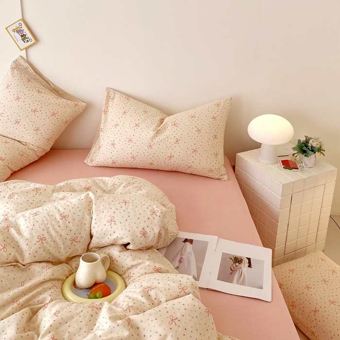 91家纺网 家纺一手货源 找家纺 于果 2025新款全棉双层纱四件套第四批 奶油派