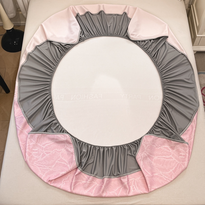 91家纺网 家纺一手货源 找家纺 星座家纺 2025新款斜纹提花凉感丝凉席床笠款三件套 床笠-叶之语-粉