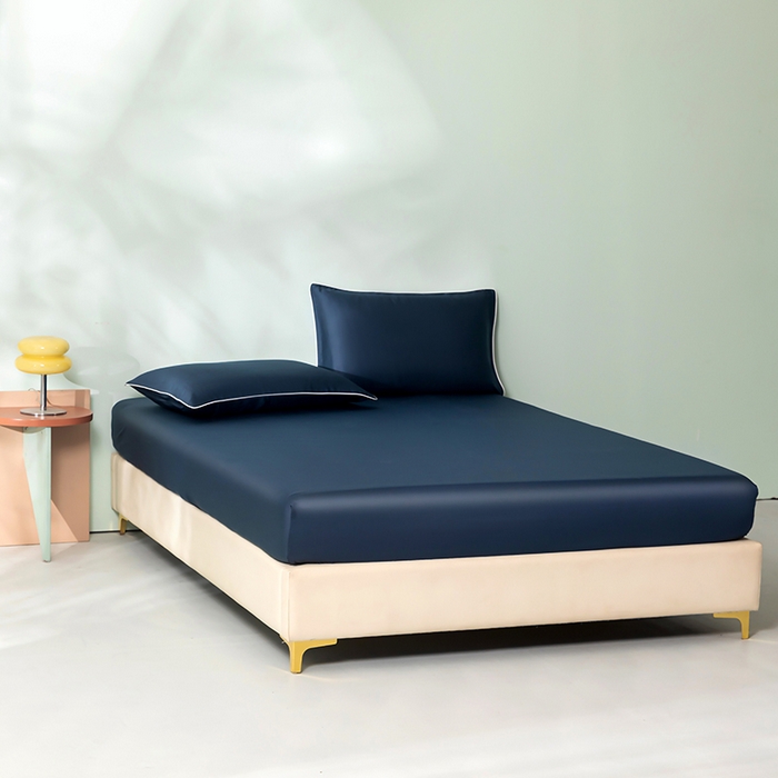 91家纺网 家纺一手货源 找家纺 百寐  2025新款素色纯色100s兰精天丝床单床笠 床笠-宝石蓝