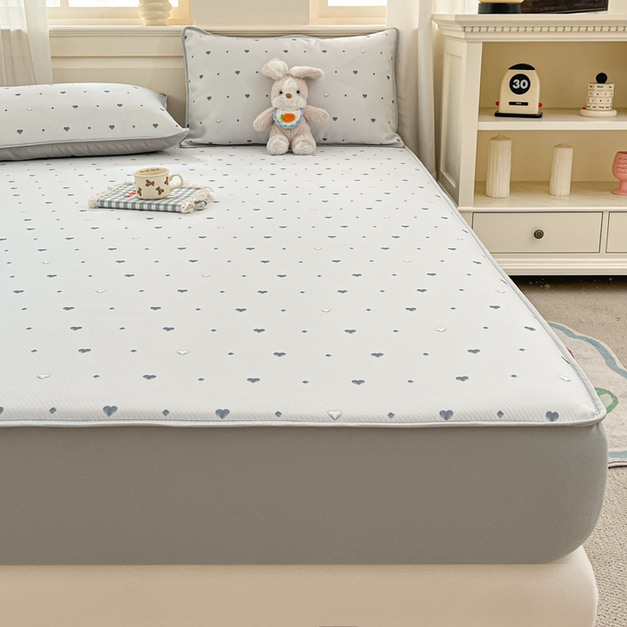 91家纺网 家纺一手货源 找家纺 星座家纺 2025新款斜纹提花凉感丝凉席床笠款三件套 床笠-小幸运