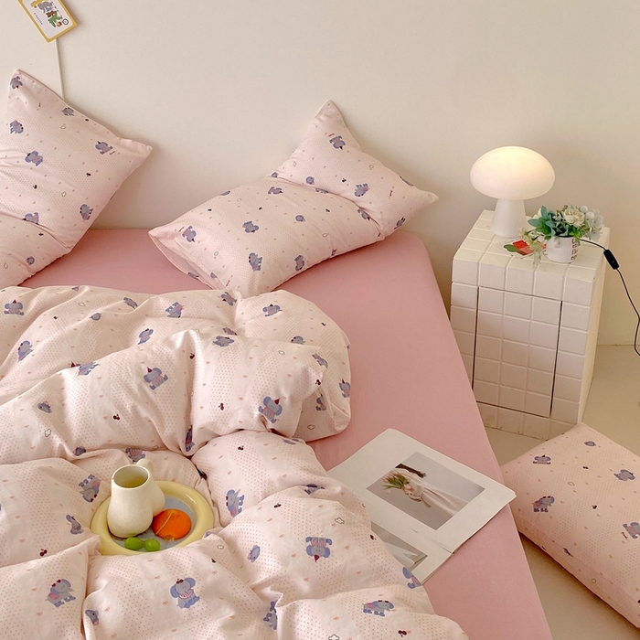 91家纺网 家纺一手货源 找家纺 于果 2025新款全棉双层纱四件套第四批 嘟嘟象