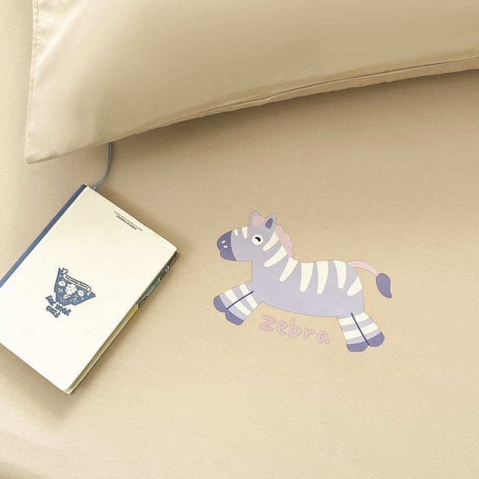 91家纺网 家纺一手货源 找家纺 泽西2025新品全棉卡通床笠 天使马-卡其