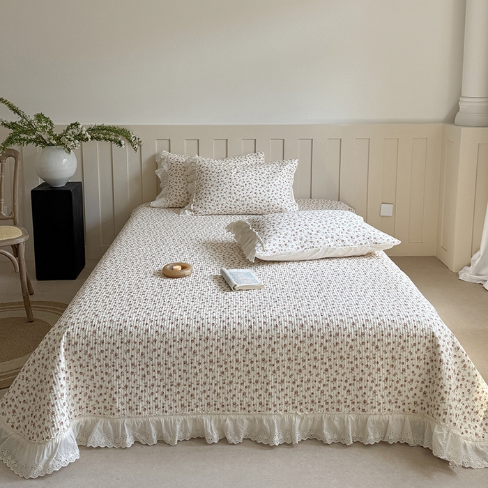 91家纺网 家纺一手货源 找家纺 麦伦家居 2025新款60s单层纱全棉床盖 玫瑰庄园