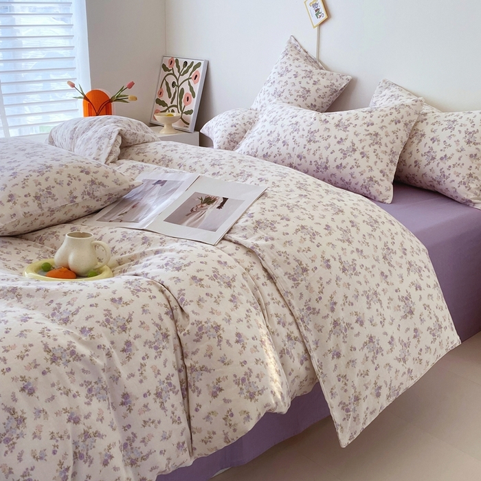 91家纺网 家纺一手货源 找家纺 于果 2025新款全棉双层纱四件套第四批 芊芊花影