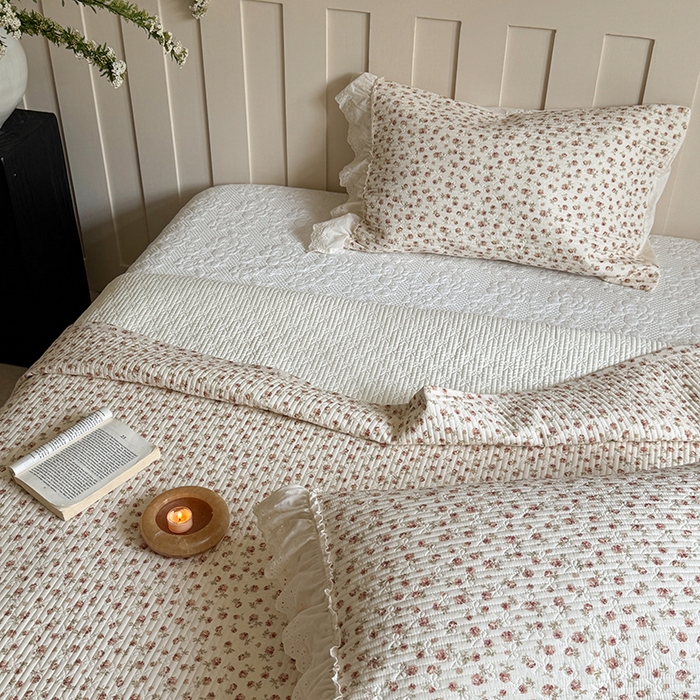 91家纺网 家纺一手货源 找家纺 麦伦家居 2025新款60s单层纱全棉床盖 玫瑰庄园