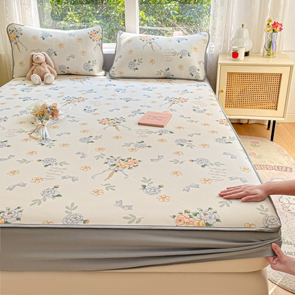 星座家纺 2025新款斜纹提花凉感丝凉席床笠款三件套 床笠-拈花湾蓝