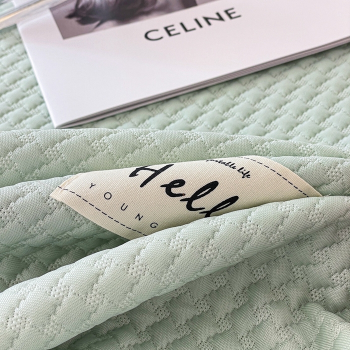 91家纺网 家纺一手货源 找家纺 吉象2025新款A类床笠款软凉席 饼干格抹茶绿