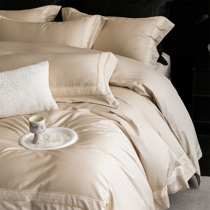 91家纺网 家纺一手货源 找家纺 2025新款全棉长绒棉刺绣四件套-时光 时光-金