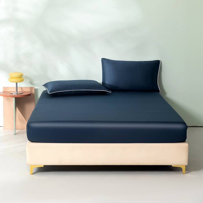 91家纺网 家纺一手货源 找家纺 百寐  2025新款素色纯色100s兰精天丝床单床笠 床笠-宝石蓝