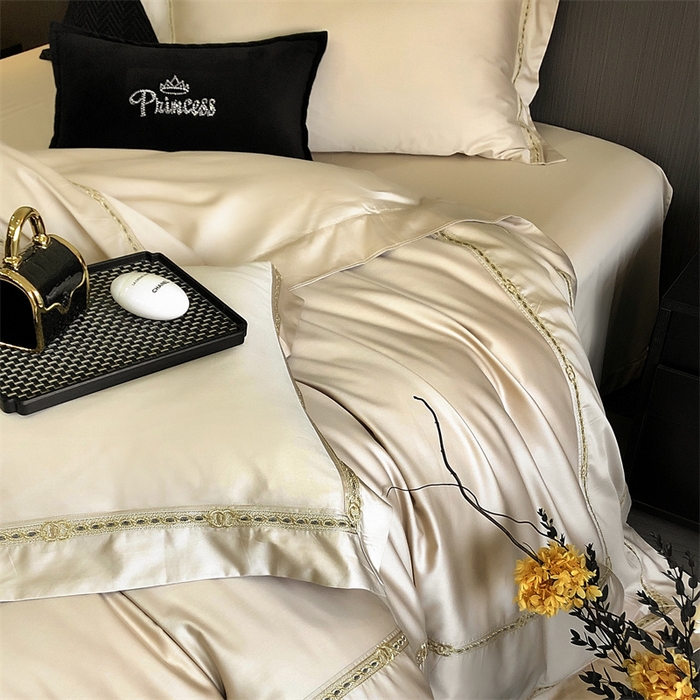 91家纺网 家纺一手货源 找家纺 2025新款全棉长绒棉刺绣四件套-慕研 慕研-香槟