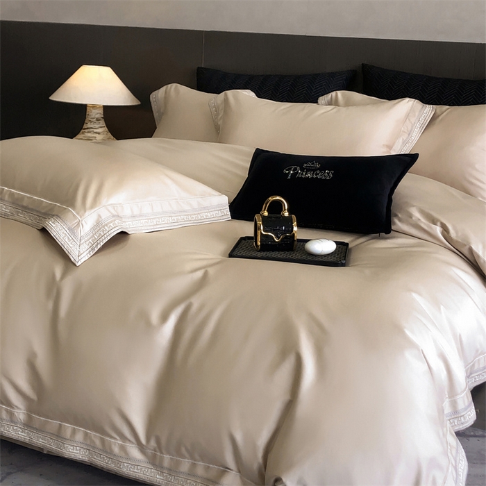 91家纺网 家纺一手货源 找家纺 2025新款全棉长绒棉刺绣四件套-迷宫 迷宫-香槟