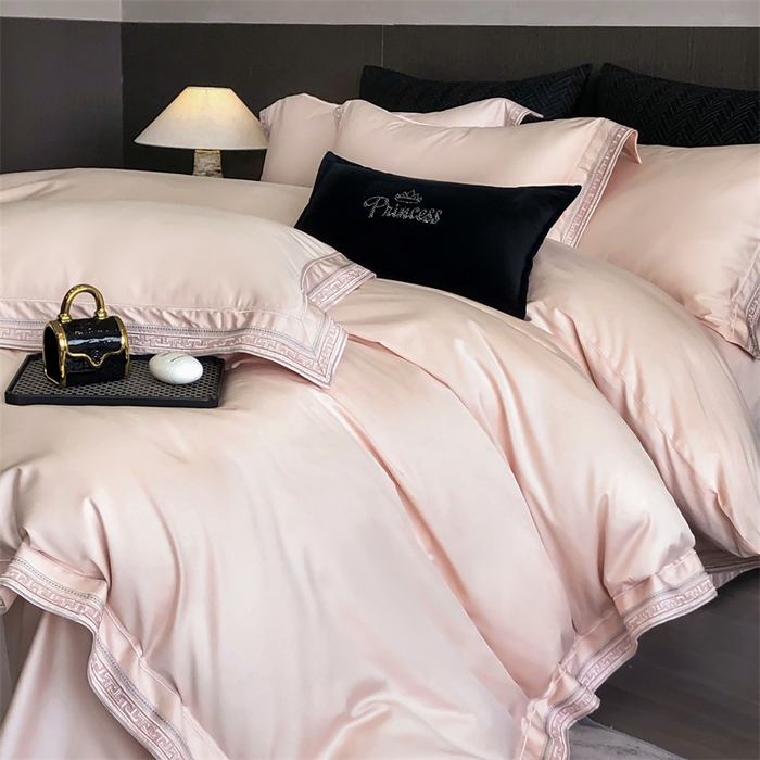 91家纺网 家纺一手货源 找家纺 2025新款全棉长绒棉刺绣四件套-迷宫 迷宫-粉