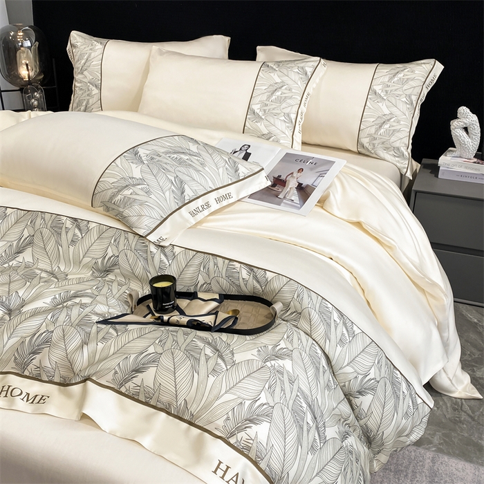 91家纺网 家纺一手货源 找家纺 花愿（原花纪） 2025新款水洗冰丝印花四件套 西雅图 奶昔白