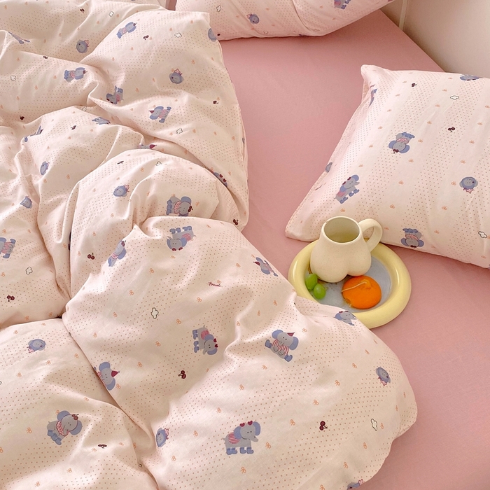 91家纺网 家纺一手货源 找家纺 于果 2025新款全棉双层纱四件套第四批 嘟嘟象