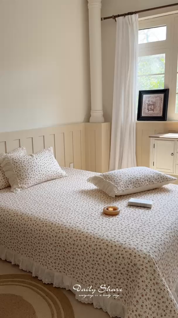 91家纺网 家纺一手货源 找家纺 麦伦家居 2025新款60s单层纱全棉床盖 玫瑰庄园