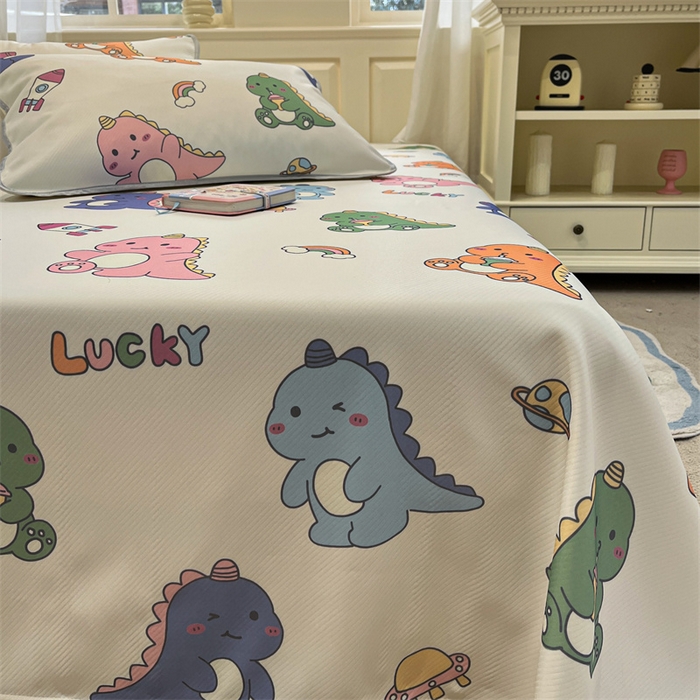 91家纺网 家纺一手货源 找家纺 星座家纺 2025新款斜纹提花凉感丝凉席床单款三件套 七彩龙