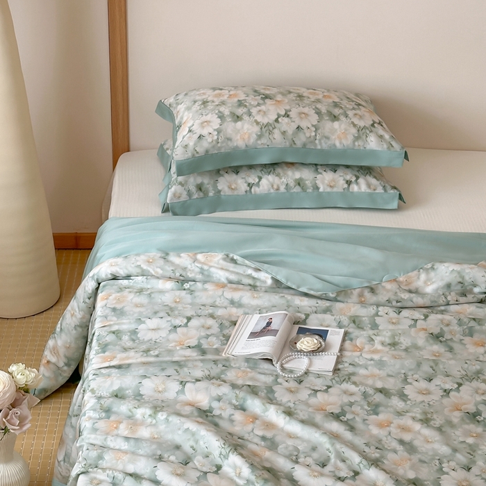 91家纺网 家纺一手货源 找家纺 顾里2025新款天丝莱赛尔夏被 薄荷微光