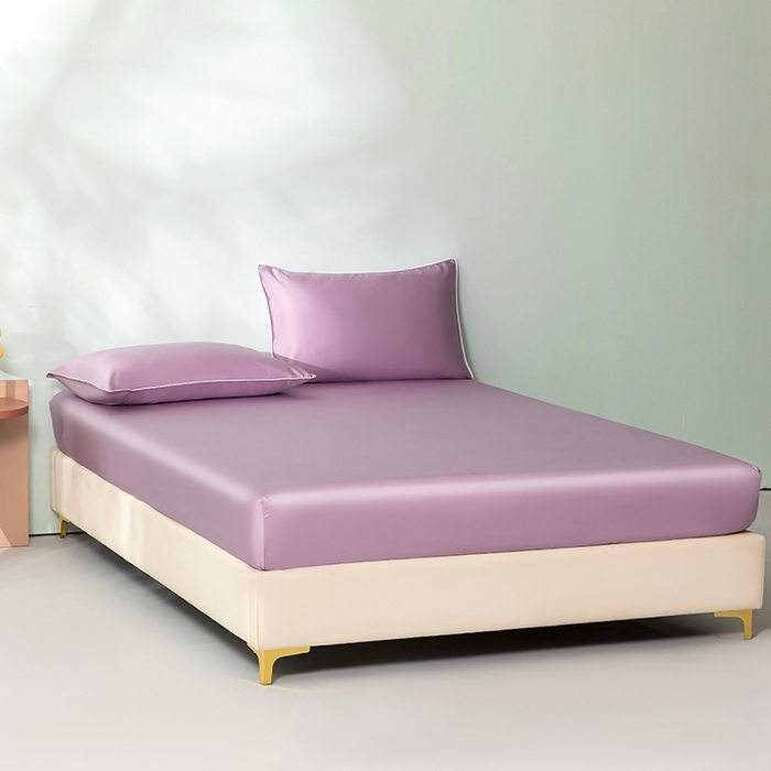 91家纺网 家纺一手货源 找家纺 百寐  2025新款素色纯色100s兰精天丝床单床笠 床笠-芝兰紫