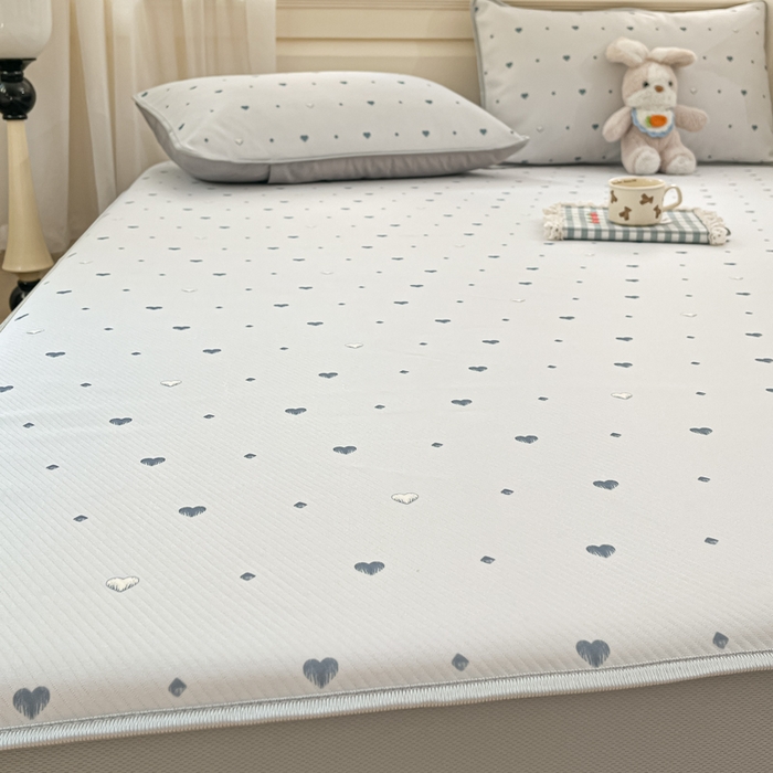 91家纺网 家纺一手货源 找家纺 星座家纺 2025新款斜纹提花凉感丝凉席床笠款三件套 床笠-小幸运