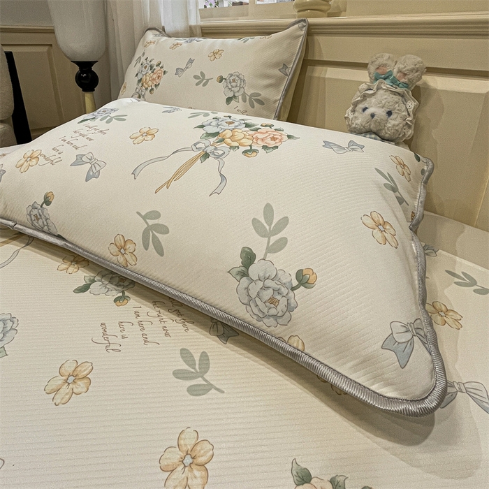 91家纺网 家纺一手货源 找家纺 星座家纺 2025新款斜纹提花凉感丝凉席床单款三件套 拈花湾蓝