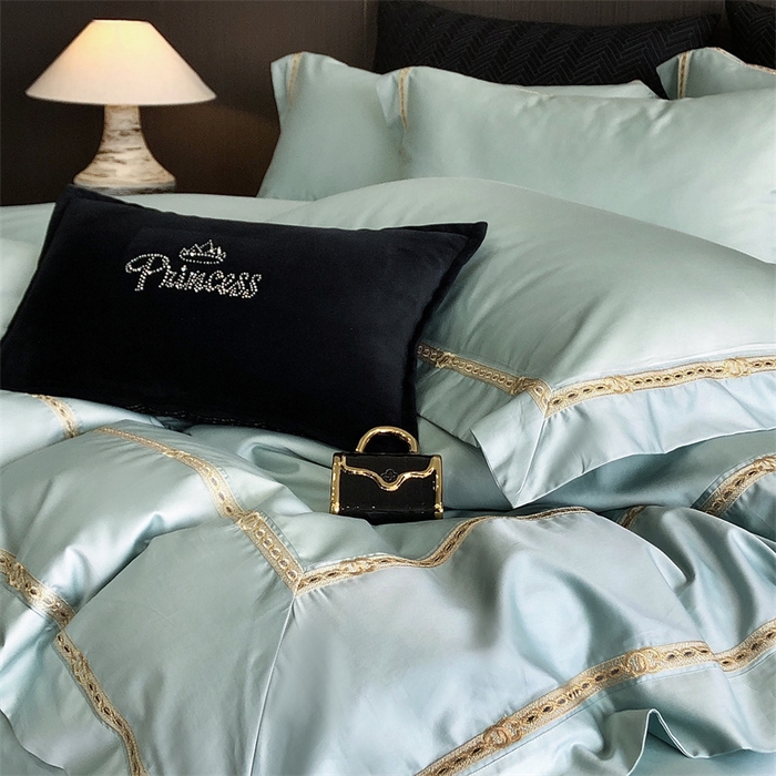 91家纺网 家纺一手货源 找家纺 2025新款全棉长绒棉刺绣四件套-慕研 慕研-松绿