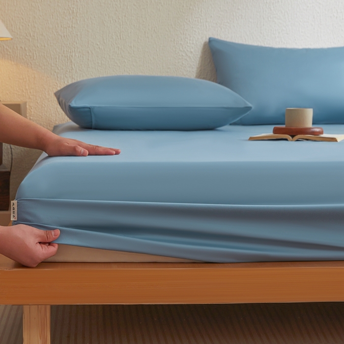 91家纺网 家纺一手货源 找家纺 衿成家纺 2025新款全棉13372喷气防水床笠5面全包防水不渗漏-单床笠 清雅蓝