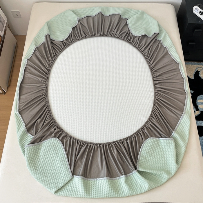 91家纺网 家纺一手货源 找家纺 吉象2025新款A类床笠款软凉席 饼干格抹茶绿