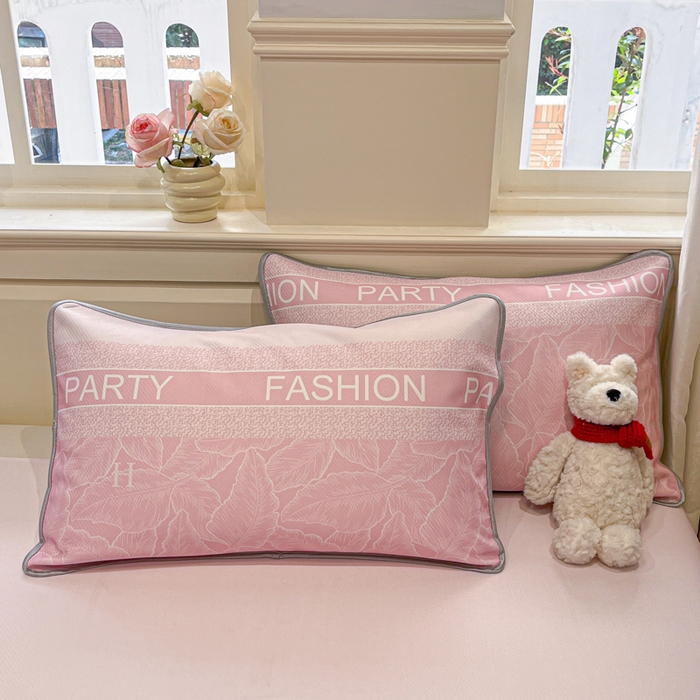 91家纺网 家纺一手货源 找家纺 星座家纺 2025新款斜纹提花凉感丝凉席床笠款三件套 床笠-叶之语-粉