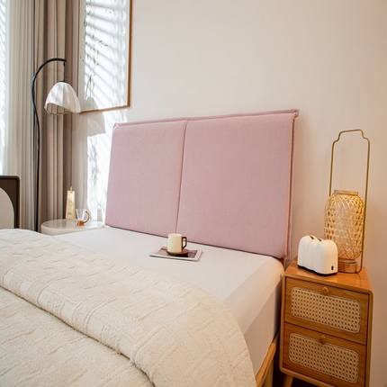 91家纺网 家纺一手货源 找家纺 沐沐家纺 2026新款灯芯绒床头平板大靠背 樱花粉