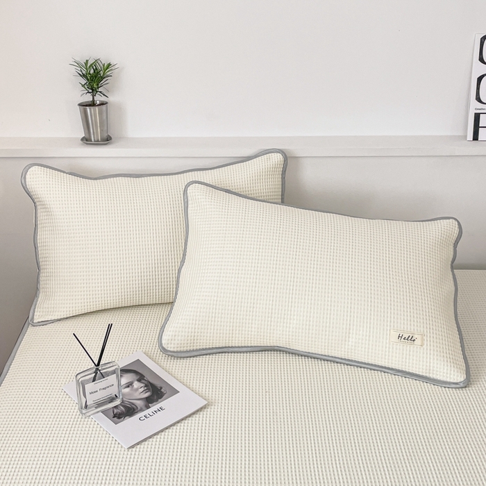 91家纺网 家纺一手货源 找家纺 吉象2025新款A类床笠款软凉席 华夫格象牙白