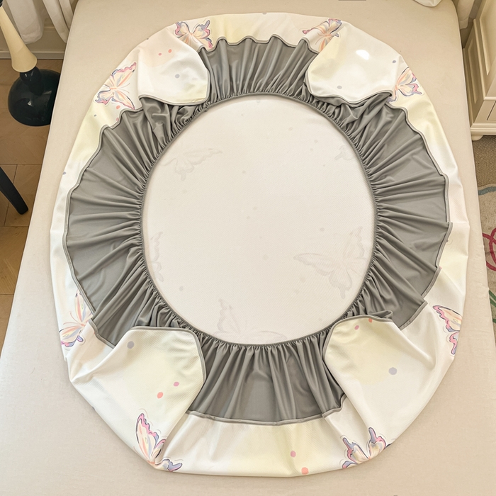 91家纺网 家纺一手货源 找家纺 星座家纺 2025新款斜纹提花凉感丝凉席床笠款三件套 床笠-彩蝶