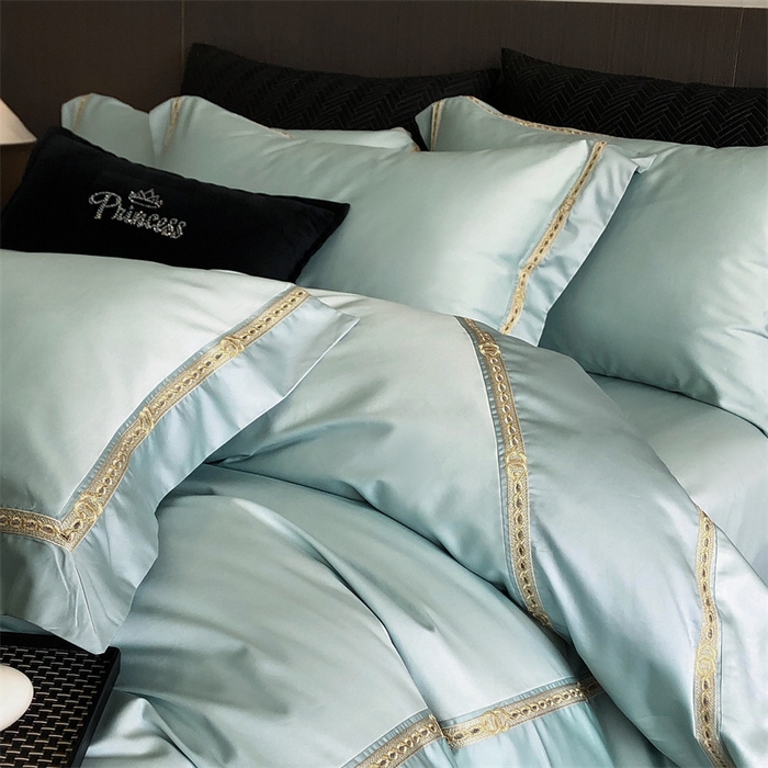 91家纺网 家纺一手货源 找家纺 2025新款全棉长绒棉刺绣四件套-慕研 慕研-松绿