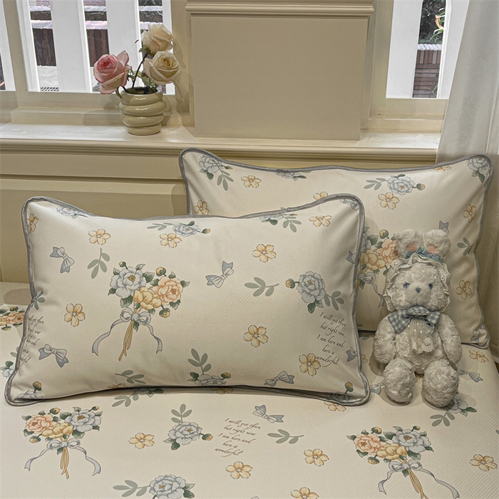 91家纺网 家纺一手货源 找家纺 星座家纺 2025新款斜纹提花凉感丝凉席床单款三件套 拈花湾蓝