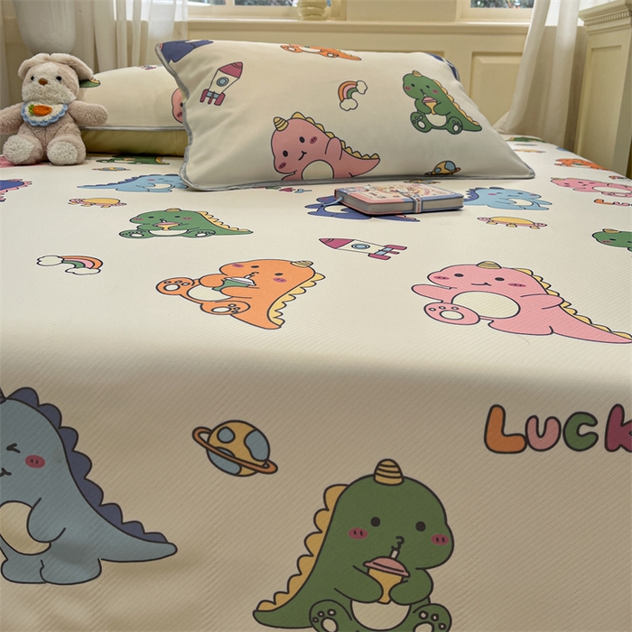 91家纺网 家纺一手货源 找家纺 星座家纺 2025新款斜纹提花凉感丝凉席床单款三件套 七彩龙