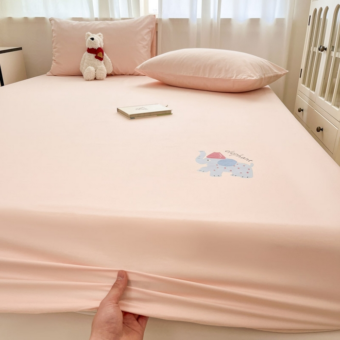 91家纺网 家纺一手货源 找家纺 （总）泽西2025新品A类13376全棉可爱风卡通烫画单床笠枕套三件套