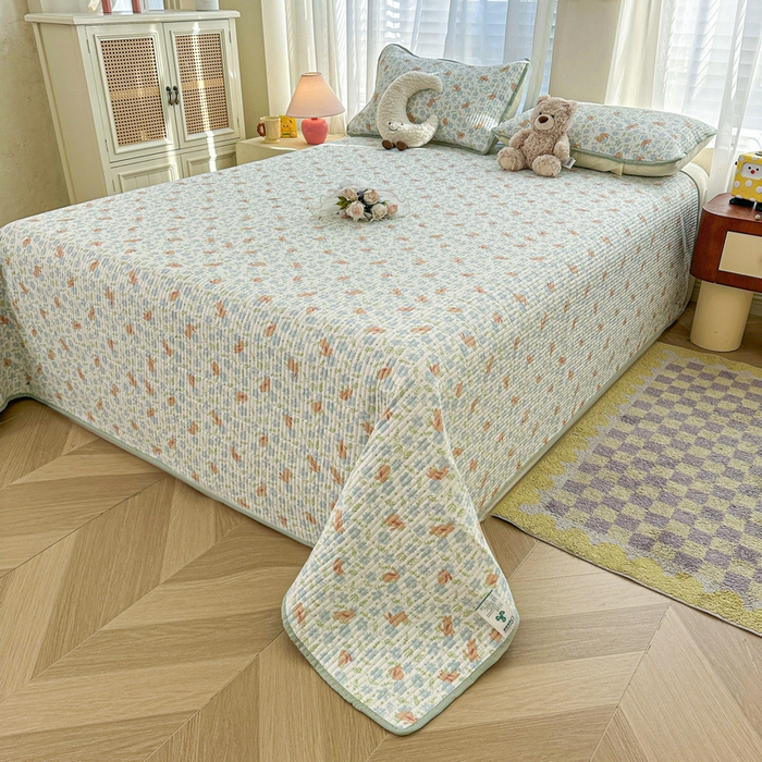 91家纺网 家纺一手货源 找家纺 梵朴 2025新款跑量款纯棉印花床盖三件套 玉兔