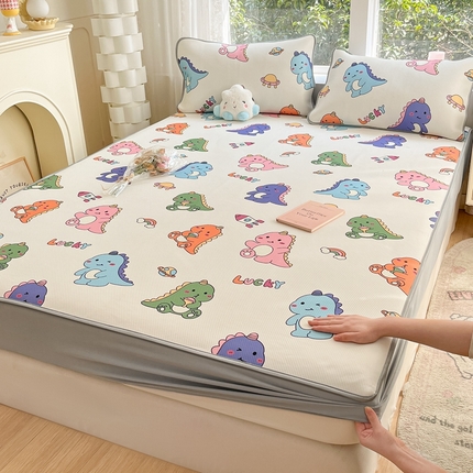 91家纺网 家纺一手货源 找家纺 （总）星座家纺 2025新款斜纹提花凉感丝凉席床笠款三件套