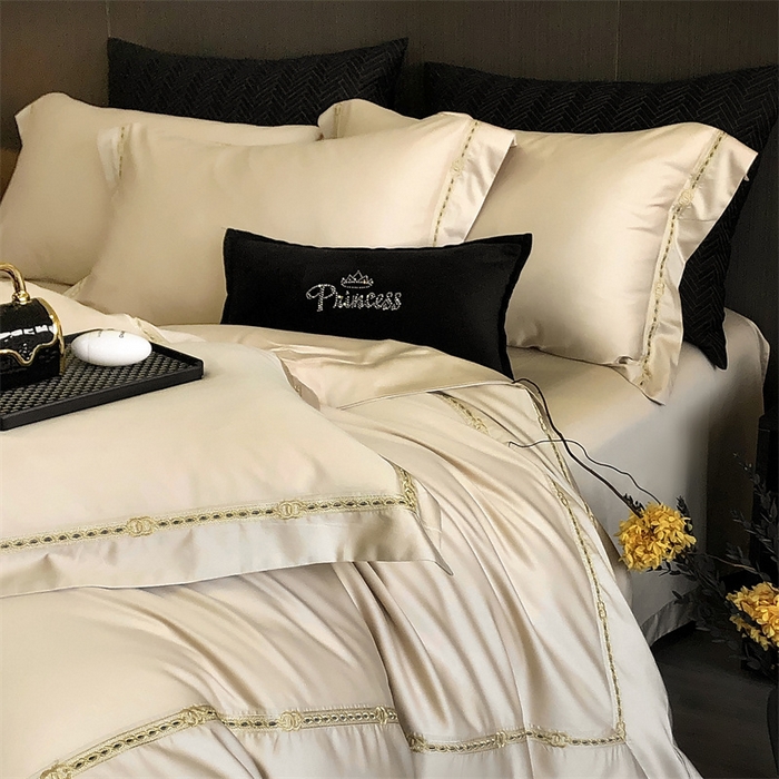 91家纺网 家纺一手货源 找家纺 2025新款全棉长绒棉刺绣四件套-慕研 慕研-香槟