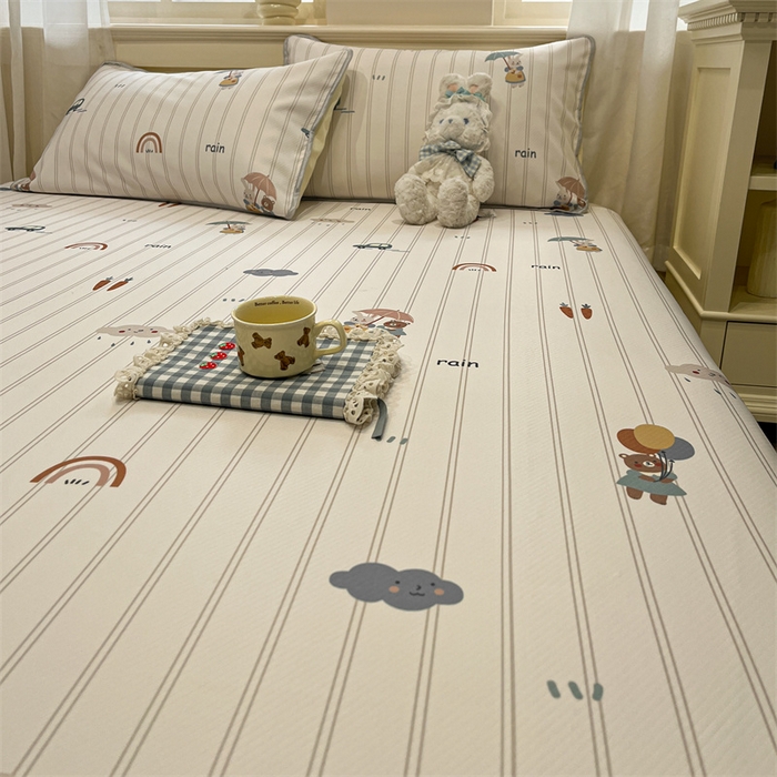 91家纺网 家纺一手货源 找家纺 星座家纺 2025新款斜纹提花凉感丝凉席床单款三件套 悠悠小元