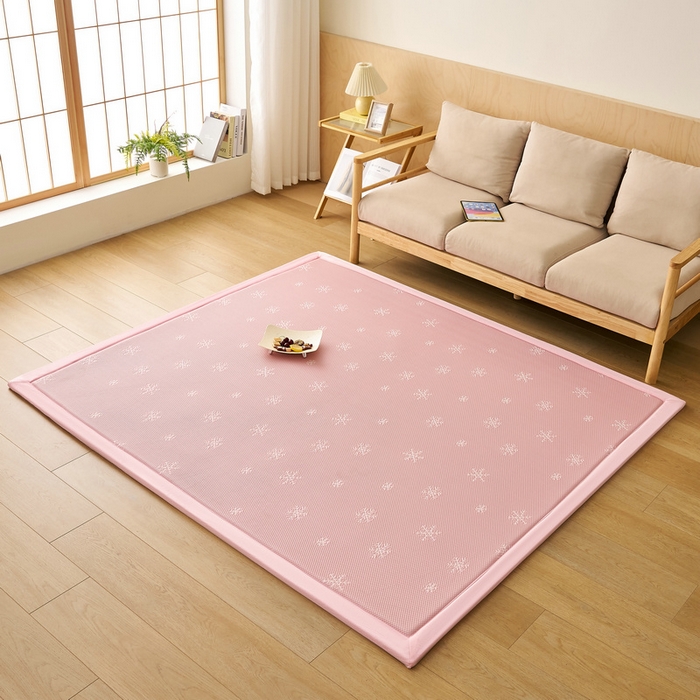 91家纺网 家纺一手货源 找家纺 锦丝钰床垫 2025新款真凉感冰豆豆天鹅系列地垫 冰豆豆-雪花粉