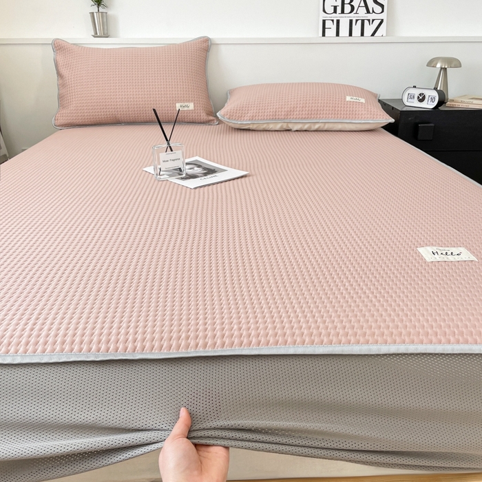 91家纺网 家纺一手货源 找家纺 吉象2025新款A类床笠款软凉席 饼干格藕粉