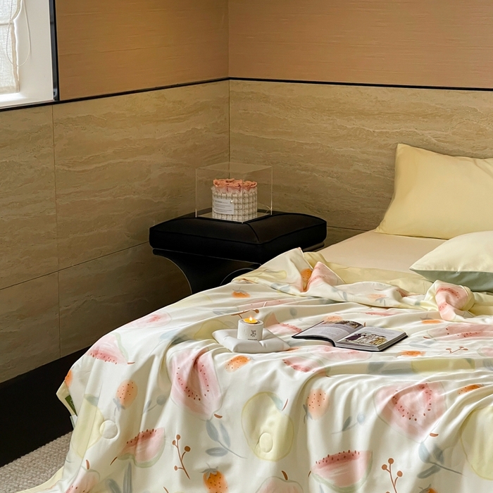 91家纺网 家纺一手货源 找家纺 顾里2025新款天丝莱赛尔夏被 芭乐玉