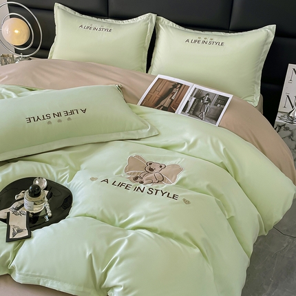 91家纺网 家纺一手货源 找家纺 （总）汣沐生活 2025新款高克重水洗天竺棉贴布刺绣款四件套