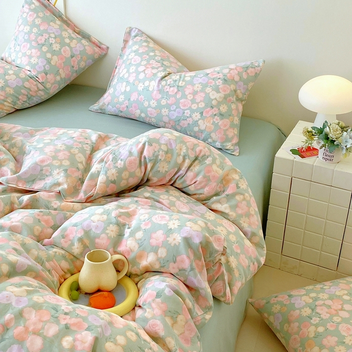 91家纺网 家纺一手货源 找家纺 于果 2025新款全棉双层纱四件套第四批 手捧玫瑰