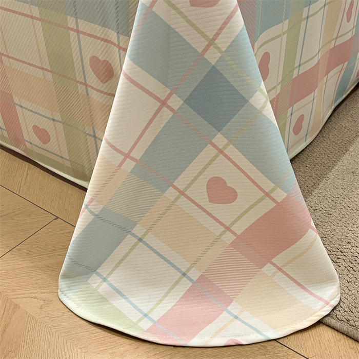 91家纺网 家纺一手货源 找家纺 星座家纺 2025新款斜纹提花凉感丝凉席床单款三件套 爱心气泡粉