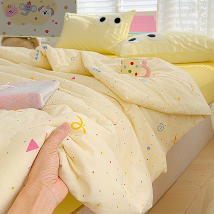 91家纺网 家纺一手货源 找家纺 （总）颜选 2025新款绵柔水洗棉夏凉被-大眼睛